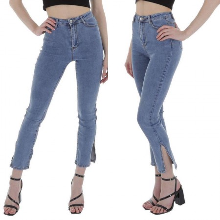 Jeans pantalone denim chiaro vita alta skinny slim fit...