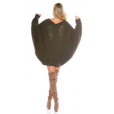 Maglione Donna Trendy Over Size Bat Style In vari Colori Con Stampa Wings