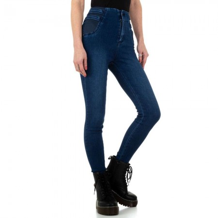 Jeans a vita alta elasticizzati con corsetto con laccio...
